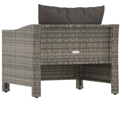 Garden Armchair with Cushion Grey Poly Rattan