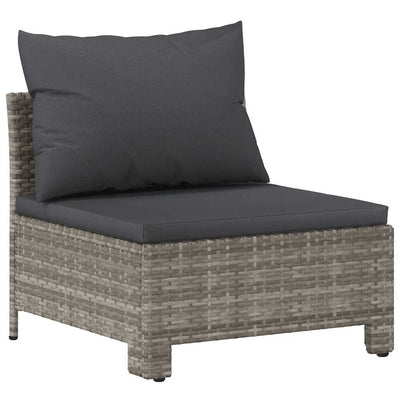 Garden Middle Sofa with Cushion Grey Poly Rattan