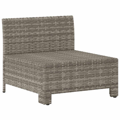 Garden Middle Sofa with Cushion Grey Poly Rattan