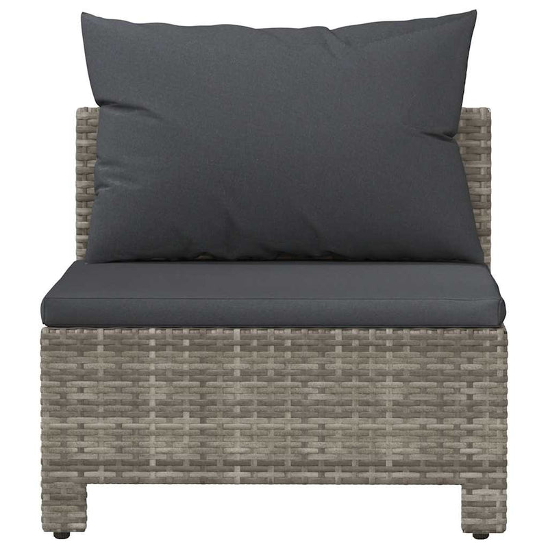 Garden Middle Sofa with Cushion Grey Poly Rattan