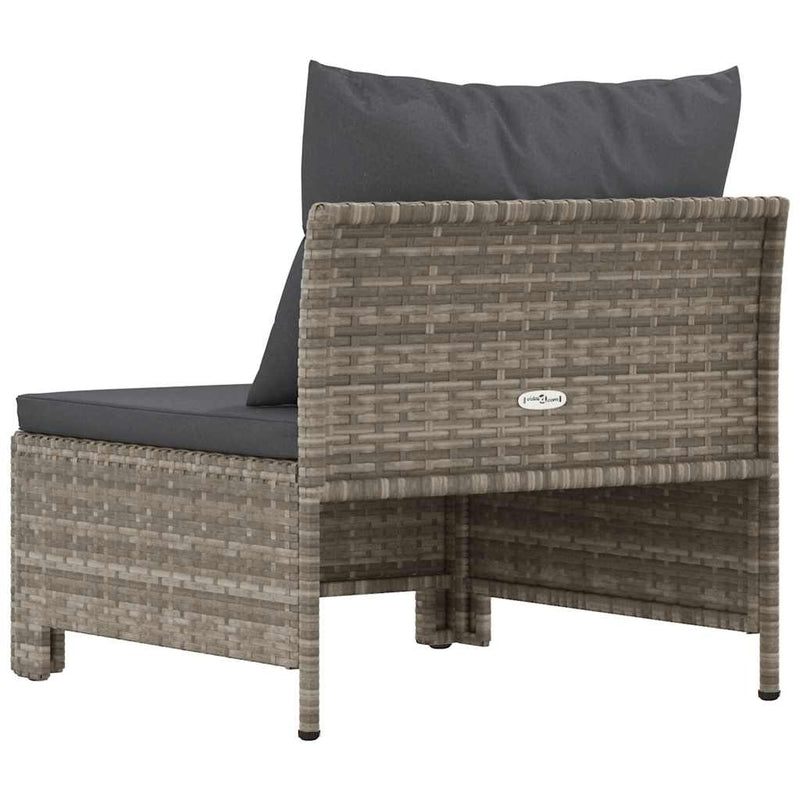 Garden Middle Sofa with Cushion Grey Poly Rattan