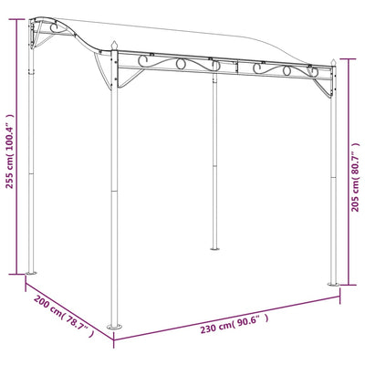 Canopy Anthracite 2x2.3 m 180 g/m² Fabric and Steel