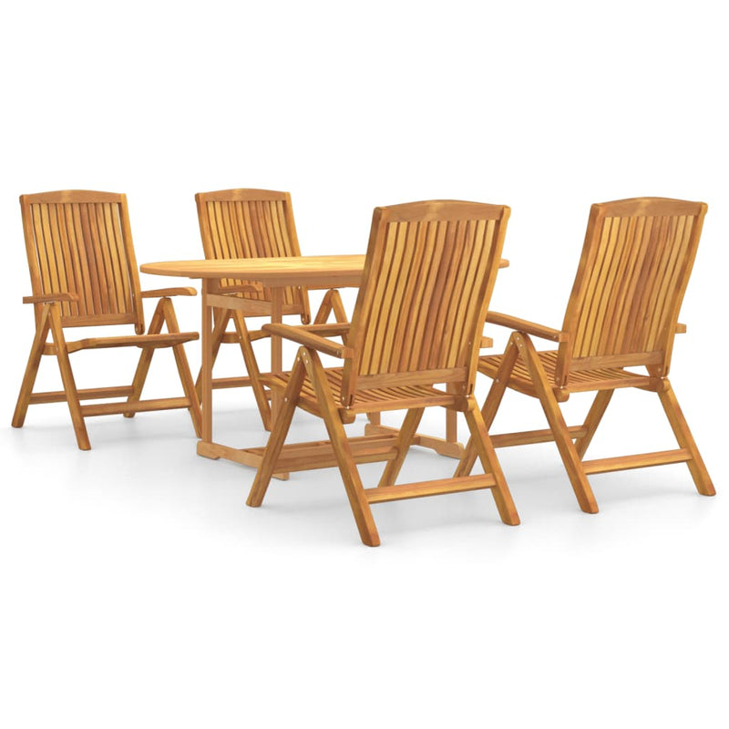 5 Piece Garden Dining Set Solid Wood Teak