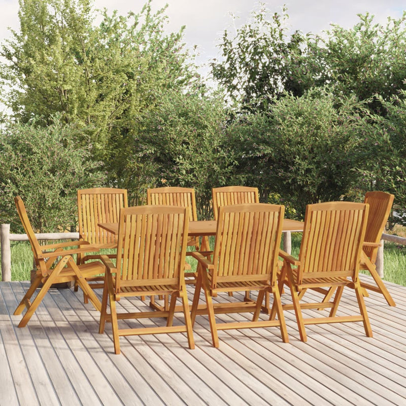 9 Piece Garden Dining Set Solid Wood Teak