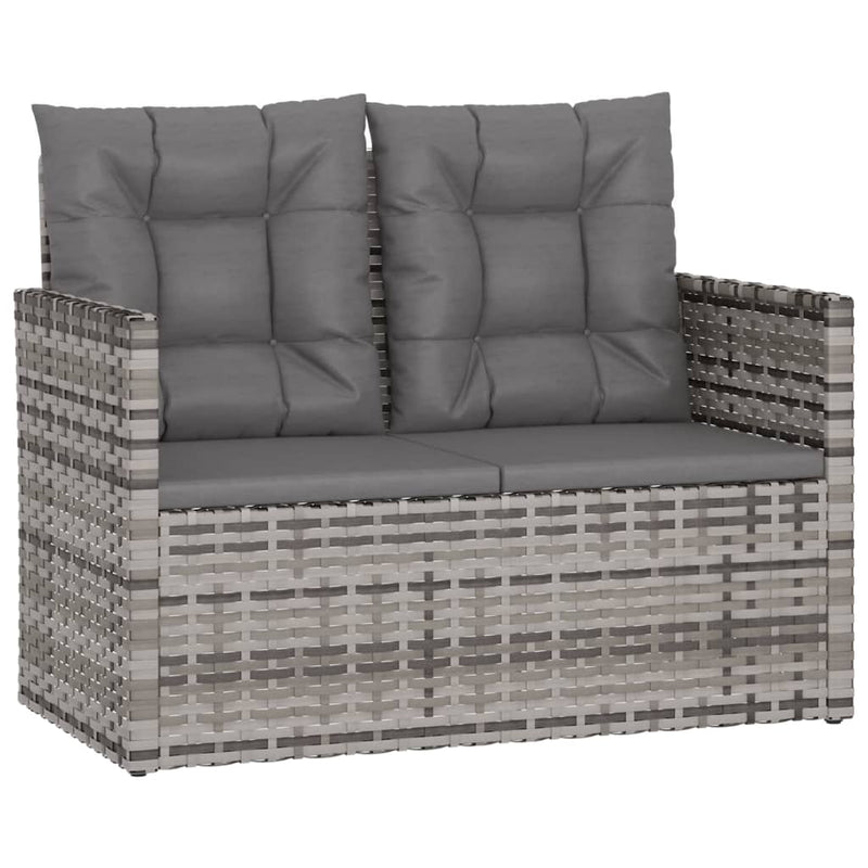 Garden Bench with Cushions Grey 105 cm Poly Rattan