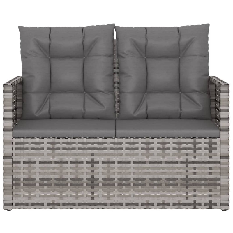 Garden Bench with Cushions Grey 105 cm Poly Rattan