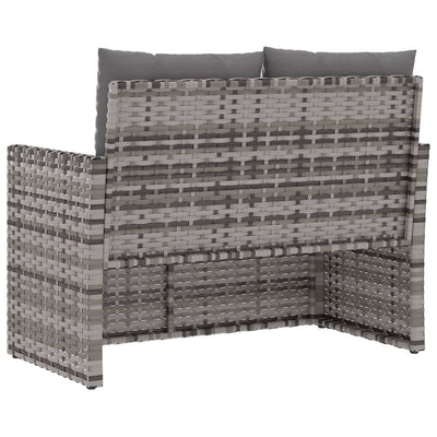 Garden Bench with Cushions Grey 105 cm Poly Rattan