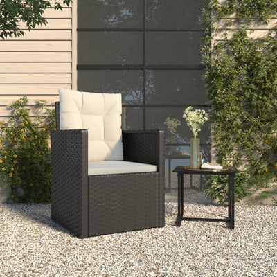 Garden Armchair with Cushions Black Poly Rattan