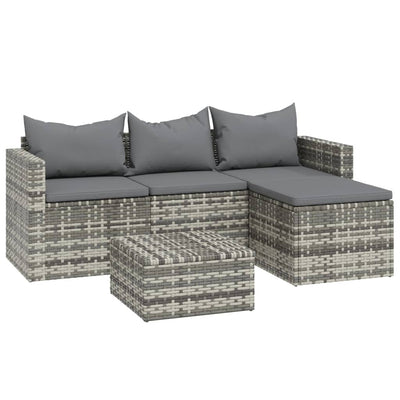 3 Piece Garden Lounge Set with Cushions Grey Poly Rattan