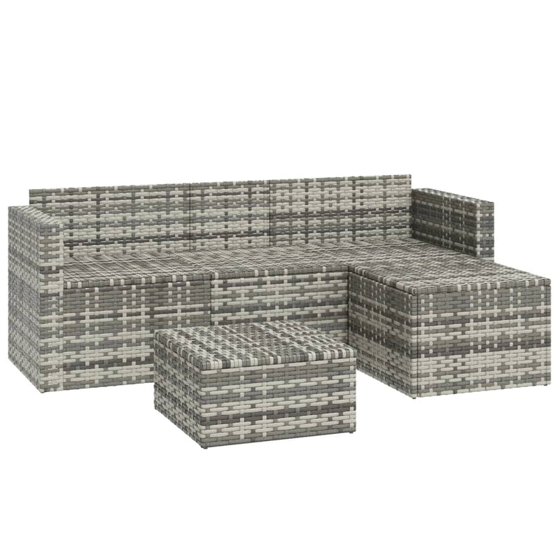 3 Piece Garden Lounge Set with Cushions Grey Poly Rattan