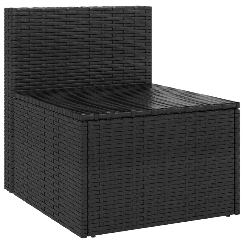 Garden Middle Sofas with Cushions 2 pcs Black Poly Rattan