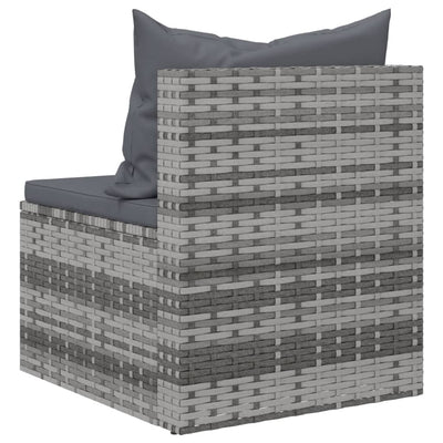 Garden Middle Sofas with Cushions 2 pcs Grey Poly Rattan