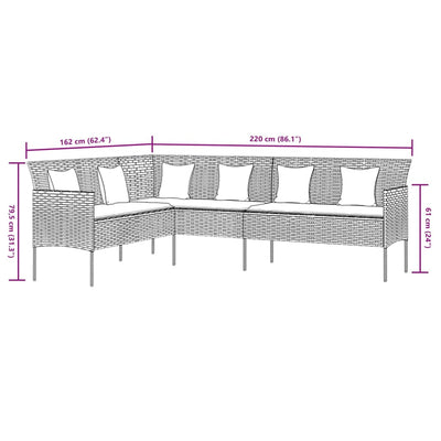 2 Piece Garden Dining Set with Cushions Black Poly Rattan