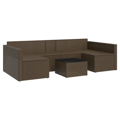 2 Piece Garden Lounge Set with Cushions Brown Poly Rattan