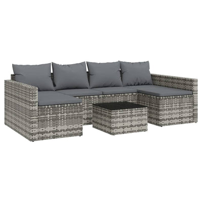 2 Piece Garden Lounge Set with Cushions Grey Poly Rattan