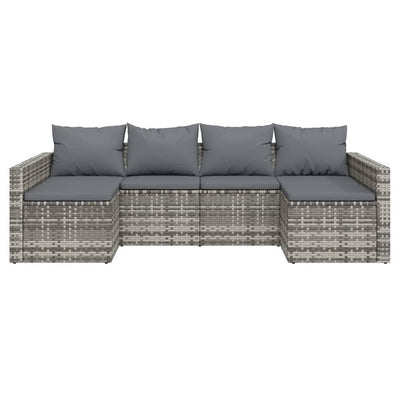 2 Piece Garden Lounge Set with Cushions Grey Poly Rattan