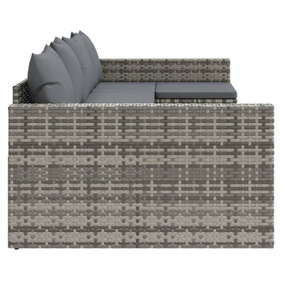 2 Piece Garden Lounge Set with Cushions Grey Poly Rattan