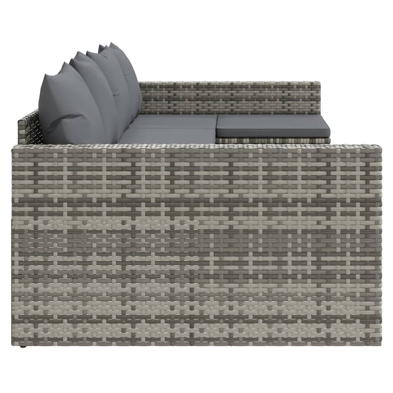 2 Piece Garden Lounge Set with Cushions Grey Poly Rattan