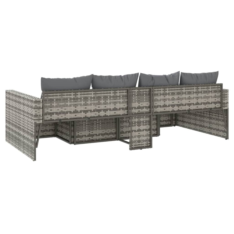 2 Piece Garden Lounge Set with Cushions Grey Poly Rattan