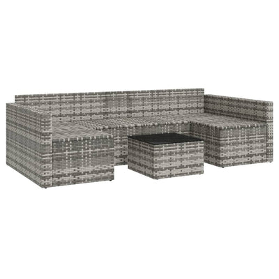 2 Piece Garden Lounge Set with Cushions Grey Poly Rattan