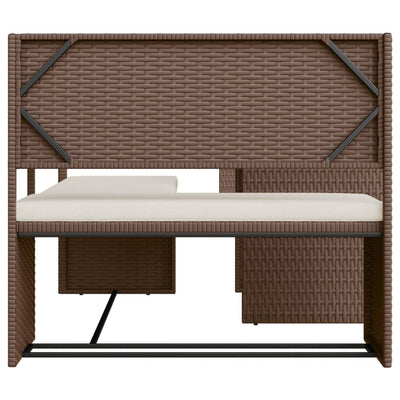 Garden Sofa with Table and Cushions L-Shaped Brown Poly Rattan