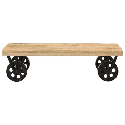 Coffee Table with Wheels 110x55x29.5 cm Solid Wood Mango