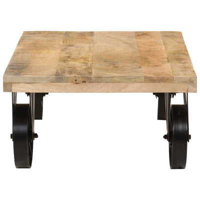 Coffee Table with Wheels 110x55x29.5 cm Solid Wood Mango