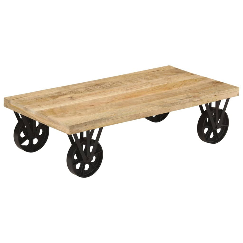 Coffee Table with Wheels 110x55x29.5 cm Solid Wood Mango