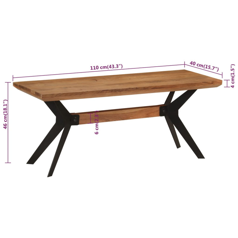 Dining Bench 110x40x46 cm Solid Wood Acacia and Steel