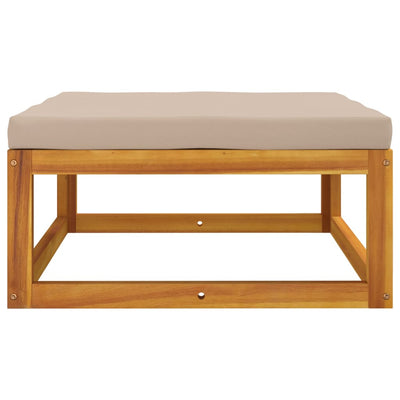Garden Footrest with Taupe Cushion Solid Wood Acacia