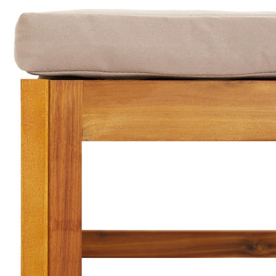 Garden Footrest with Taupe Cushion Solid Wood Acacia