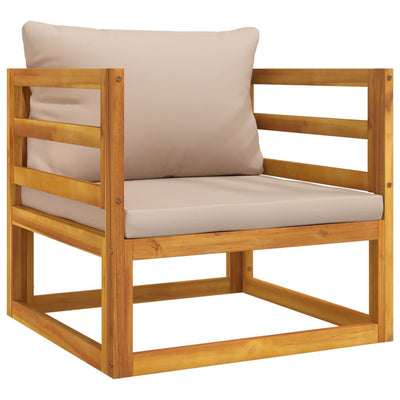 Garden Chair with Taupe Cushions Solid Wood Acacia