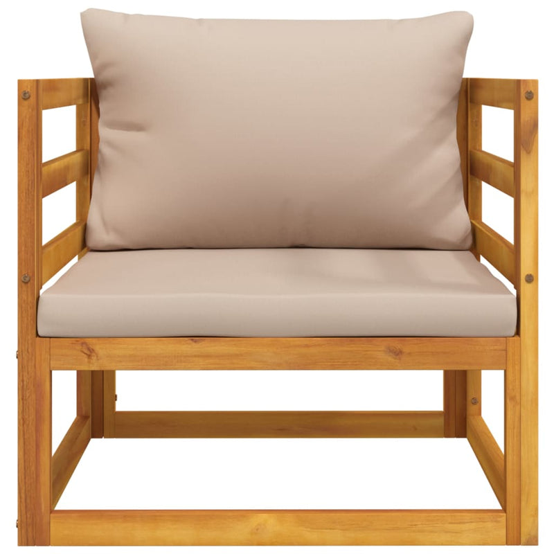 Garden Chair with Taupe Cushions Solid Wood Acacia