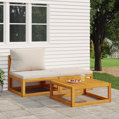 3 Piece Garden Lounge Set with Cushions Solid Wood Acacia