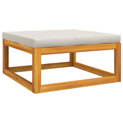 Garden Footrest with Light Grey Cushion Solid Wood Acacia