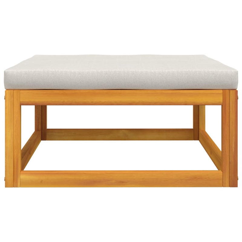 Garden Footrest with Light Grey Cushion Solid Wood Acacia