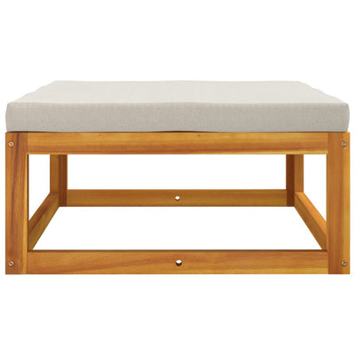 Garden Footrest with Light Grey Cushion Solid Wood Acacia