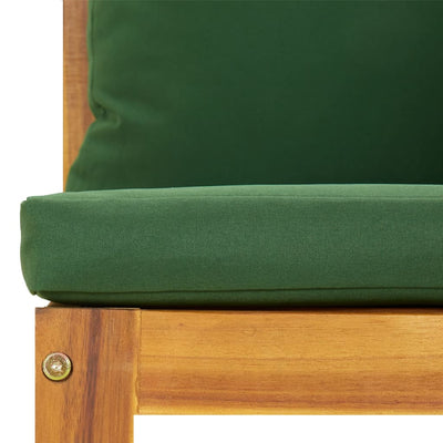 Sectional Corner Sofa with Green Cushions Solid Wood Acacia