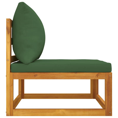 Garden Middle Sofa with Green Cushions Solid Wood Acacia