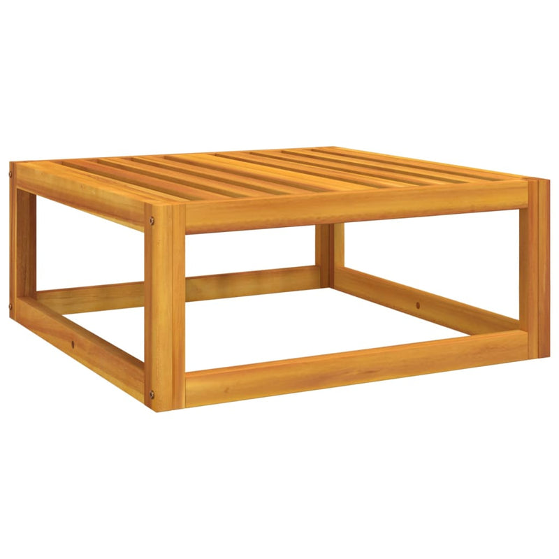 Garden Footrest with Green Cushion Solid Wood Acacia