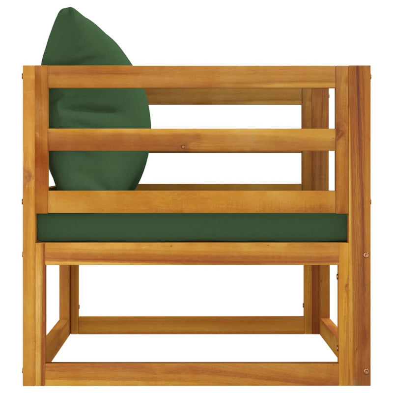 Garden Chair with Green Cushions Solid Wood Acacia