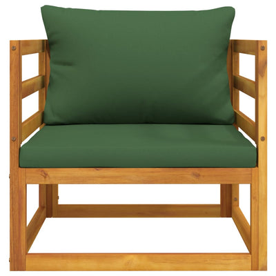 Garden Chair with Green Cushions Solid Wood Acacia