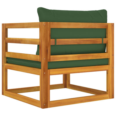 Garden Chair with Green Cushions Solid Wood Acacia