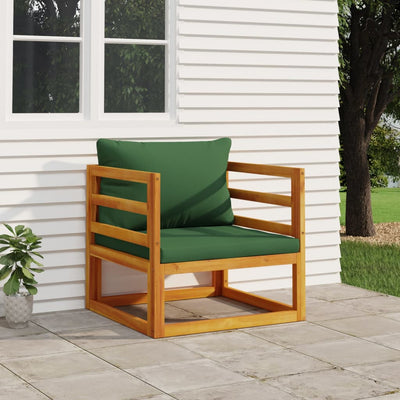 Garden Chair with Green Cushions Solid Wood Acacia