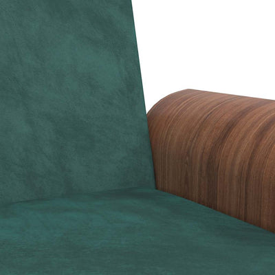 Sofa Bed with Cup Holders Dark Green Velvet