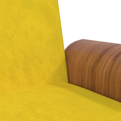 Sofa Bed with Cup Holders Yellow Velvet