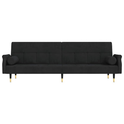 Sofa Bed with Cushions Black Velvet