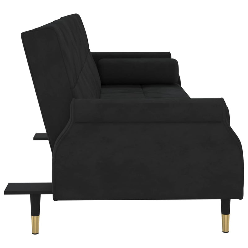 Sofa Bed with Cushions Black Velvet