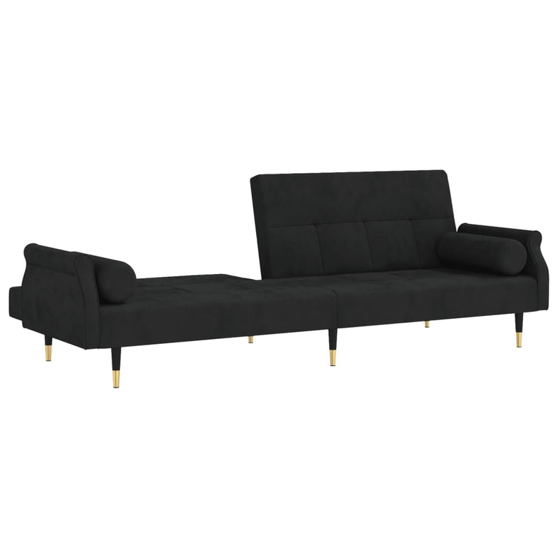 Sofa Bed with Cushions Black Velvet