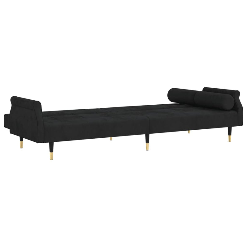 Sofa Bed with Cushions Black Velvet